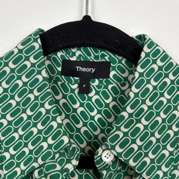 Theory Sunaya Geo Print Button Down Collared Casual Relaced Career Shirt Small - Picture 4 of 5